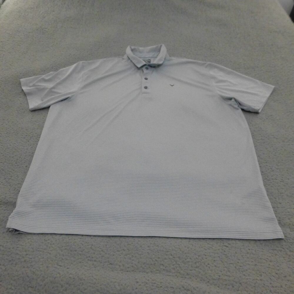 Callaway Shirt Mens 2XL Polo Golf Gray Striped Short Sleeve Performance Opti Dri